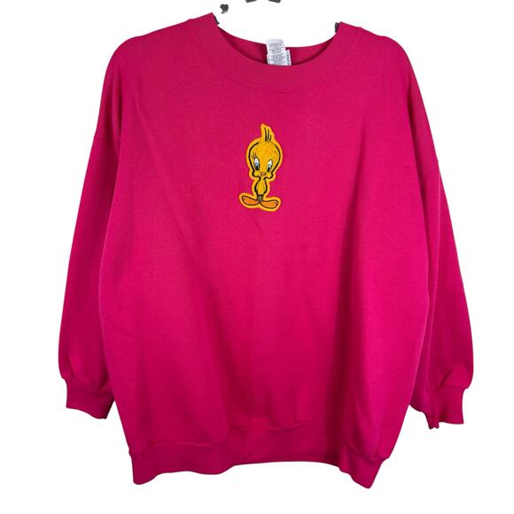 Looney Toons Vintage 1997 Pink Tweety Bird Crew Neck Sweatshirt Size 14W 16W - Picture 1 of 6